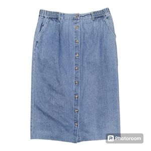 Vintage Denim Maxi‎ Skirt with pockets 31" long sz 12